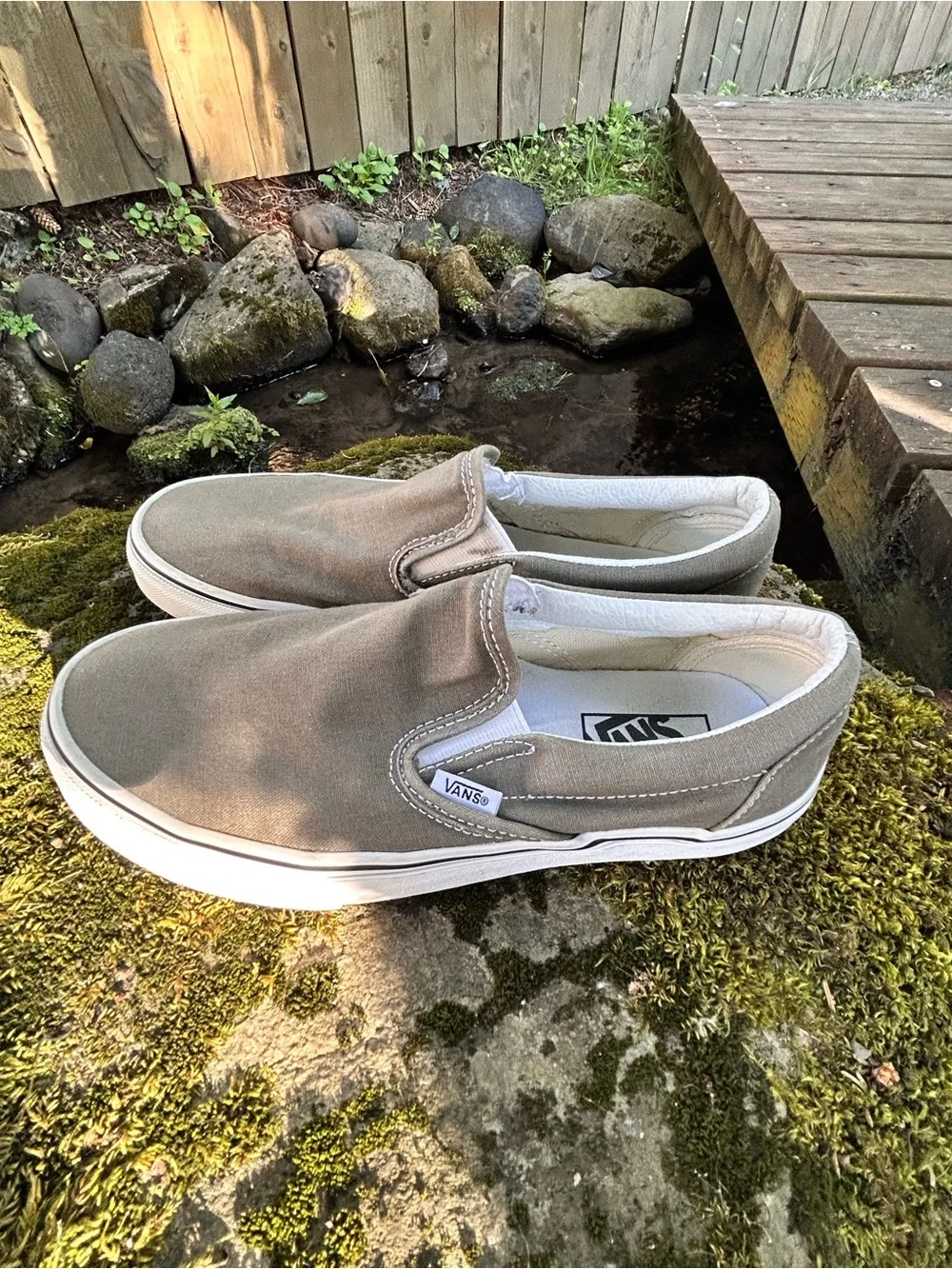 Vans Slip-On Canvas Loafers in Olive Green